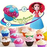 Vndaxau 2 Pack Cupcake Surprise Scented Princess Doll,Reversible Cake Transform to Mini Princess Doll