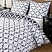 downluxe Lightweight Printed Comforter Set (Queen,Navy) with 2 Pillow Sham - 3-Piece Set - Down Alternative Reversible Comforter