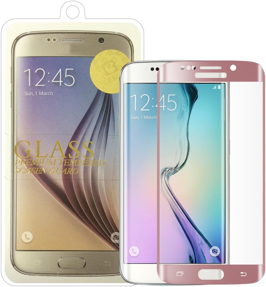 SZEETECH] Samsung Galaxy S6 Edge High Defintion 3D Curved Tempered Glass Screen Protector-Full Coverage Screen Film,Anti Scratches/Bubble-Free/Fingerprint Free 9H for S6 Edge[Rose Gold/Pink]