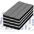 MIKEDE Strong Magnets, 12 Pack Neodymium Bar Magnets with Double-Sided Adhesive, Strong Magnets Heavy Duty Magnetic Strips, Powerful Rare Earth Metal Magnets for Locker, Fridge, Office - 60x10x5 mm