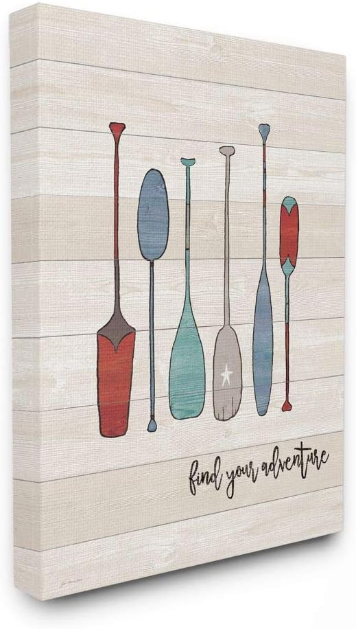 Paintings - Stupell Industries Find Your Adventure Canoe Paddles Stretched Canvas Wall Art, 16 x 1.5 x 20, Proudly Made in USA