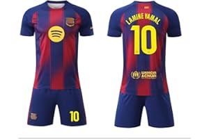 YEESON Soccer Jersey Boys, 2025/2026 Barca Home Lamine Yamal #10 Soccer Jersey with Short Set Youth Sizes