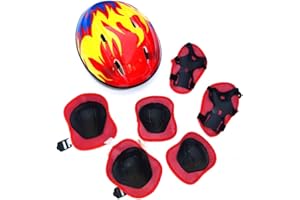 Kids Helmet Pad Set,Adjustable Kids Skateboard Bike Helmet Knee & Elbow Pads Wrist Guards 3-5-8yrs Kids Protective Gear Set f