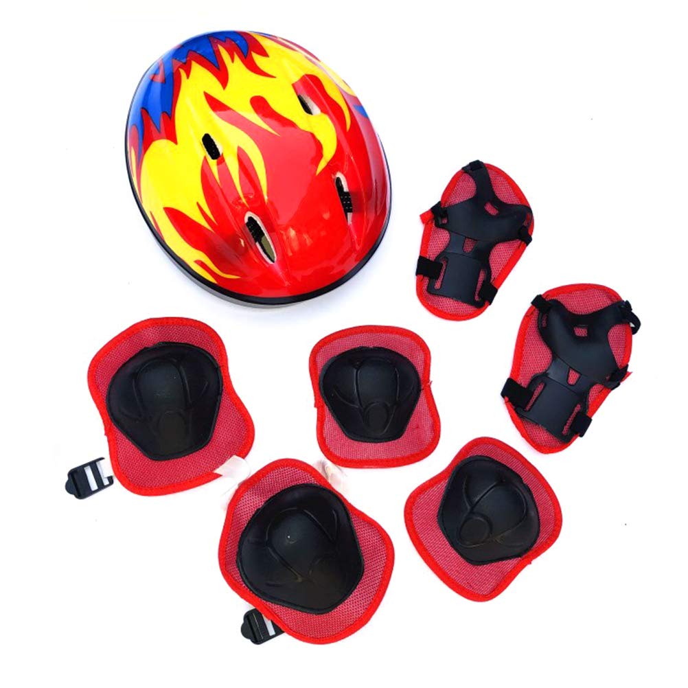 7 Sets of Skating Children Protections Skates, Children with Helmet Adjustable Knee and Elbow Pads for Skate Skateboard