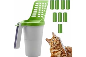 ERPMEL Cat Litter Scoop with Large Capacity Cat Litter Box, etachable Deep Cat Litter Shovel with 120 Count Refill Bags, Large Capacity Portable Integrated Litter Scoop, Easy to Clean and Use