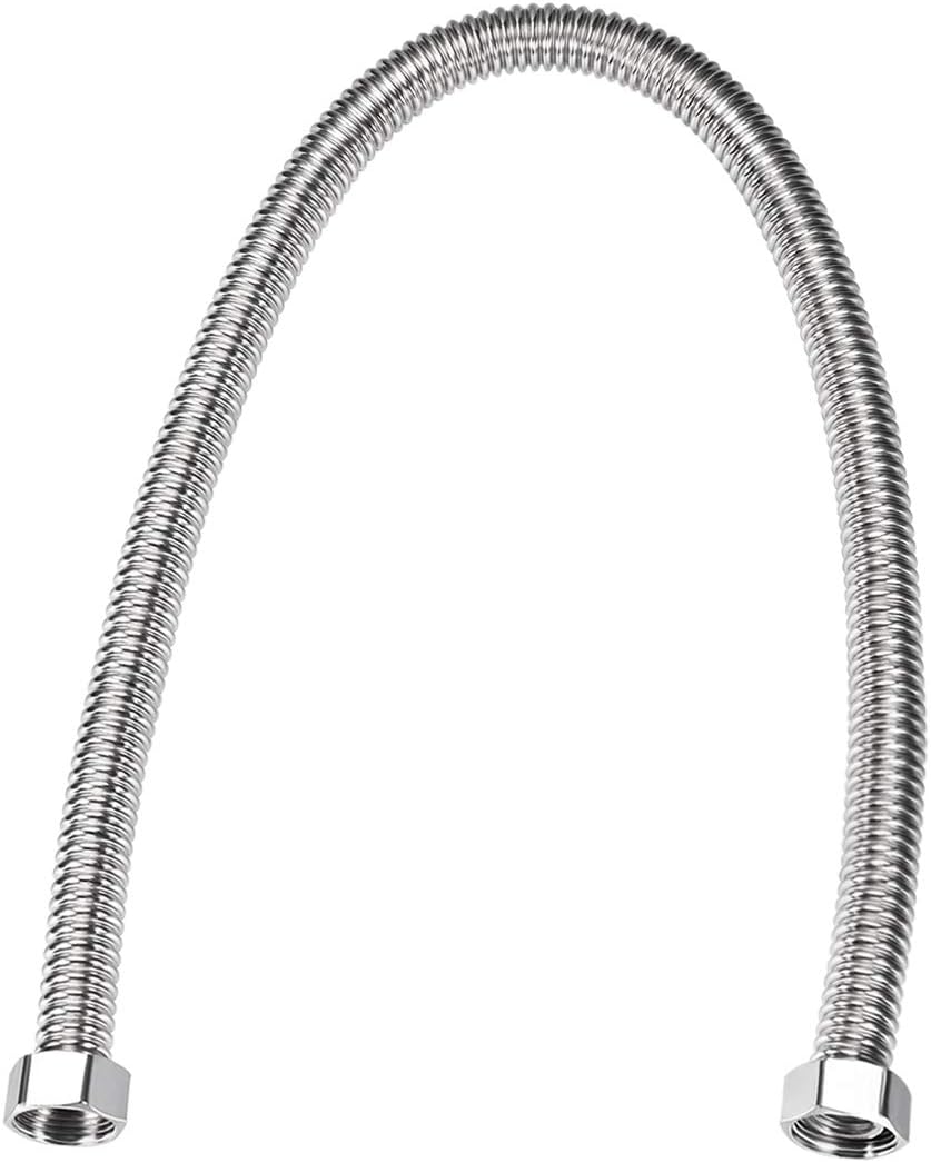 sourcing map Corrugated Stainless Steel Flexible Water Line 31.5inch Long G3/4 Female Threaded Connector with Washer