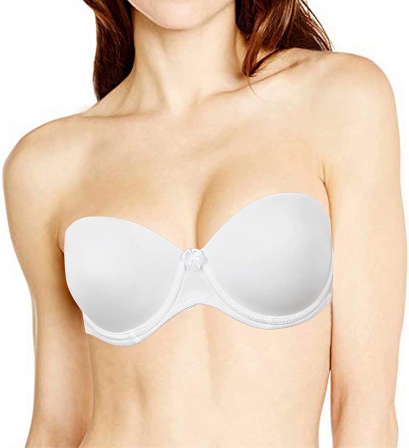 Underwire Strapless Bra with Clear Straps Lightly Padded PushUp