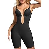 Decorus Backless Plunge Shapewear Bodysuits - Women Low Back Body Shaper :Full Body Tummy Control Built in Bra With Plunge