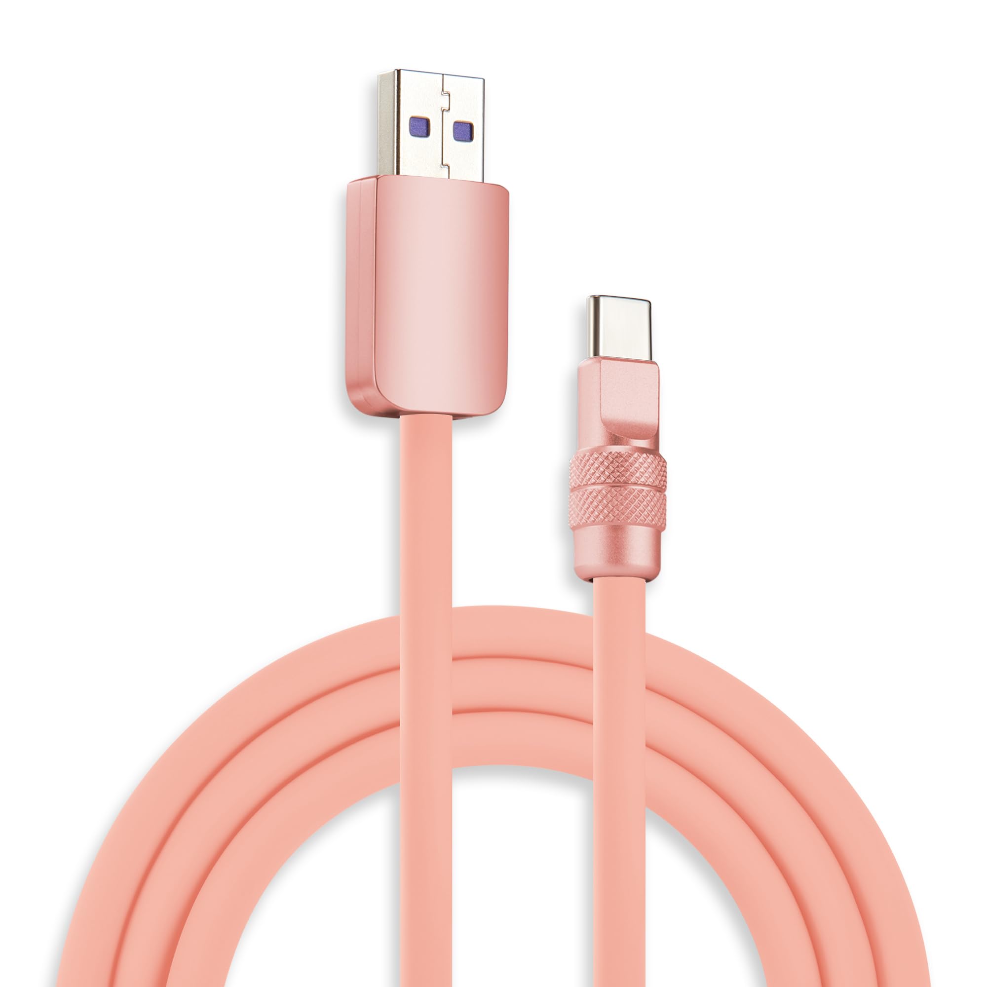 Photo 1 of chubbycable Chubby 2.0 Fast Charging Cable Durable Soft Silicone USB C Cable 120W Extra Thick Charger Cord Compatible with iPhone 16/15 Series iPad, Pink+Pink, USB-A to Type-C, 9.8 FT