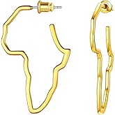 FaithHeart African Earrings for Women, 14K Gold Plated Stainless Steel Large Hoop Earrings Hypoallergenic Lightweight Huggie Hoops Womens Jewelry with Gift Box