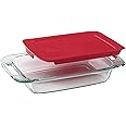 Pyrex Easy Grab 2-Qt Glass Baking Dish with Lid, Tempered Glass Baking Dish with Large Handles, Non-Toxic, BPA-Free Lid, Dishwashwer, Microwave, Freezer and Pre-Heated Oven Safe