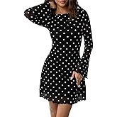 Milumia Women's Polka Dots Long Bell Sleeve Mesh Mini Dress Y2K Party Club A Line Short Dresses