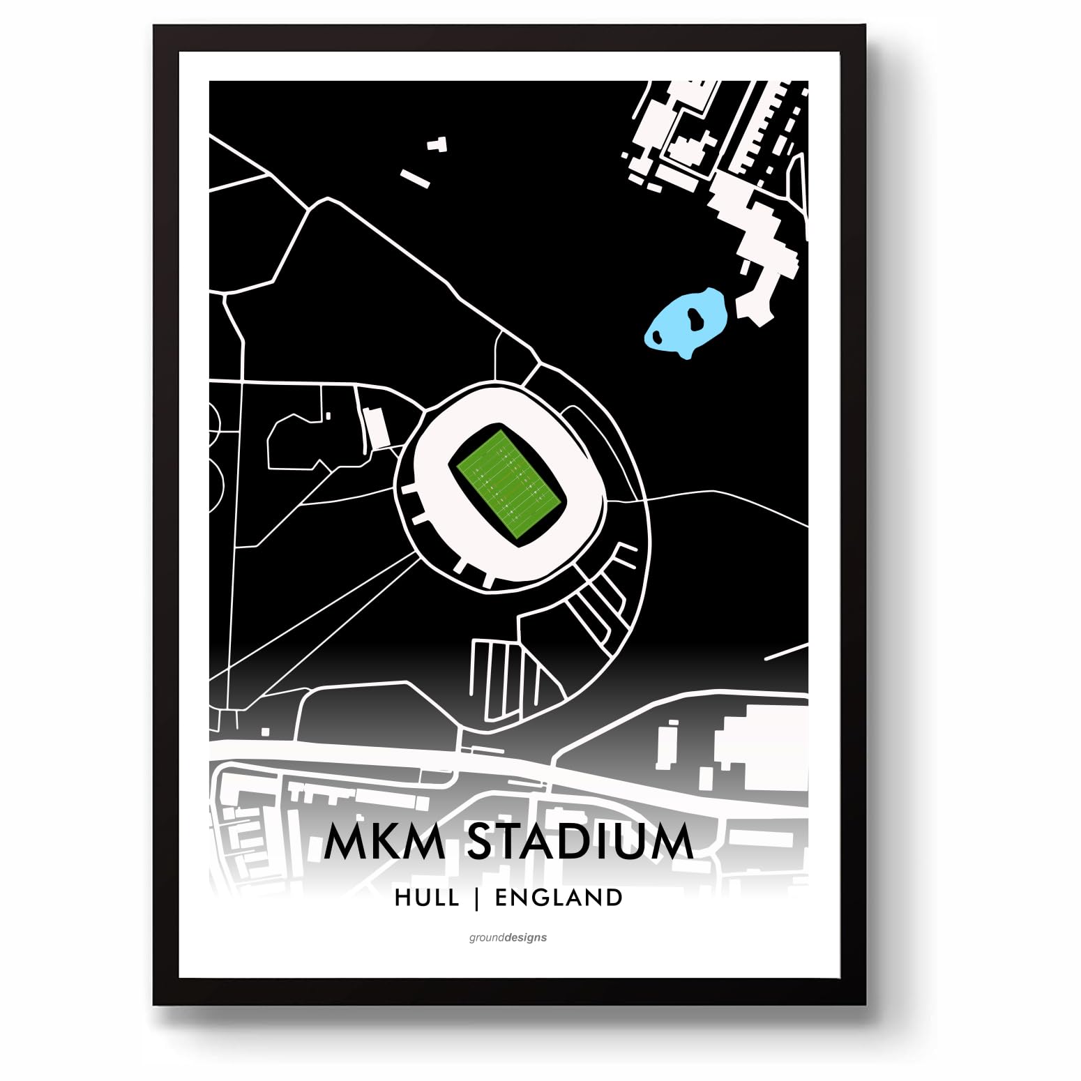 GroundDesigns HULL FC Rugby League Gift MKM STADIUM Art Map Unframed A3 Print HFC