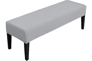 SPRINGRICO Stretch Dining Bench Cover, Removable Bench Slipcover Washable Bench Seat Protector Rectangle Bench Cover for Dining Room, Living Room, Bedroom, Kitchen (S2-Silver Gray)