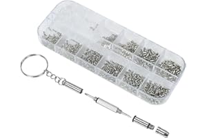 Glasses Repair Kit Glasses Screwdriver kit with Mini Screwdriver and 5 Pairs Nose Pads 10 Sizes Glasses Screws for Eyeglasses