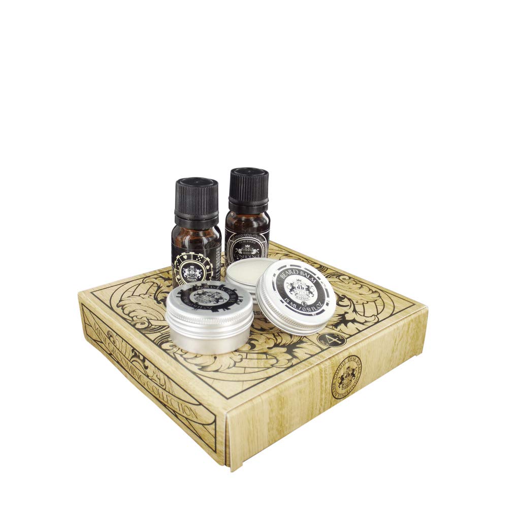 Dear Barber MINI GROOMING COLLECTION SET – Beard Balm 15ml, Moustache Wax 15ml, Beard Oil 10ml, With Confidence Eau de Toilette 10ml – Men’s Beard Care Kit