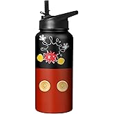 32 Oz Cartoon Mouse Water Bottle with Straw & Lid, Insulated Stainless Steel Cup Keep Drinks Cold & Hot, Leak Proof Double Wall Water Bottle Gifts for Kids Boys Girls for School, Travel, Sports