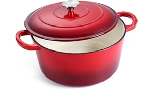 Enameled Cast Iron Dutch Oven with Lid, E-far 6 Quart Round Dutch Oven Pot Nonstick Cookware for Braising, Stews, Roasting, B
