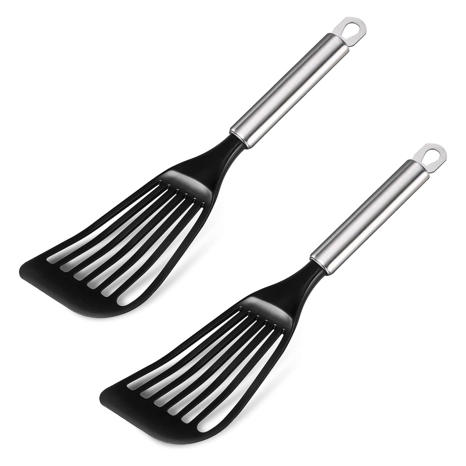 Tenta Kitchen Nylon Slotted Silicone Spatula with Stainless Steel Handle, Heat Resistant Fish Spatulas for Cooking Spatula Set
