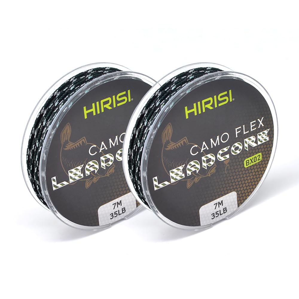 35LB 7M Carp Fishing Tackle Leadcore 3 Color Braided Lead Line Pack of 2 (Camo Green)