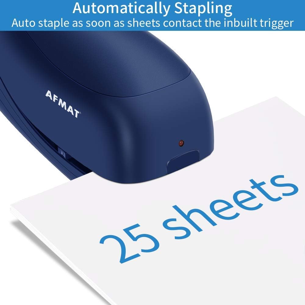 Electric Stapler Desktop, Automatic Staplers for Desk, Portable Stapler, AC or Battery Powered Heavy Duty Stapler, with Reload Reminder & Release Button, 25 Sheets Capacity, Blue : Office Products