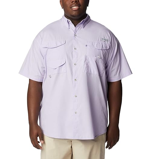 Columbia Men's Bonehead Short Sleeve Shirt, Soft Violet, Large