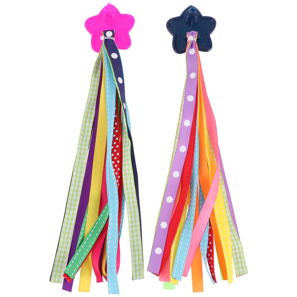 Veemoon 2 Pairs Scooter Decorations Rainbow Bike Tassels Colorful Bicycle Grips Tassel Ribbons for Girls Boys Tricycle Bike Handlebar