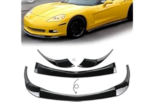 sosega Front Bumper Lip Glossy Black 3Pcs for 2005-2013 Chevy Corvette C6 Base Models Front Bumper Lip Splitter