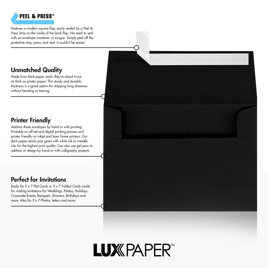 Black Linen 5 1 4 X 7 1 4 Perfect For Special Occasions And Invitations A7 Invitation Envelopes W Peel Press 50 Qty Envelopes Greeting Card Envelopes Urbytus Com