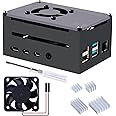 GeeekPi Case for Raspberry Pi 4, Pi 4 Aluminum Case with Fan, Pi 4 Heatsink for Raspberry Pi 4 Model B, High Case Supports POE Hat