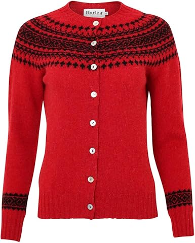 Harley Of Scotland Womens Fairisle Lambswool Cardigan At Amazon Women S Clothing Store