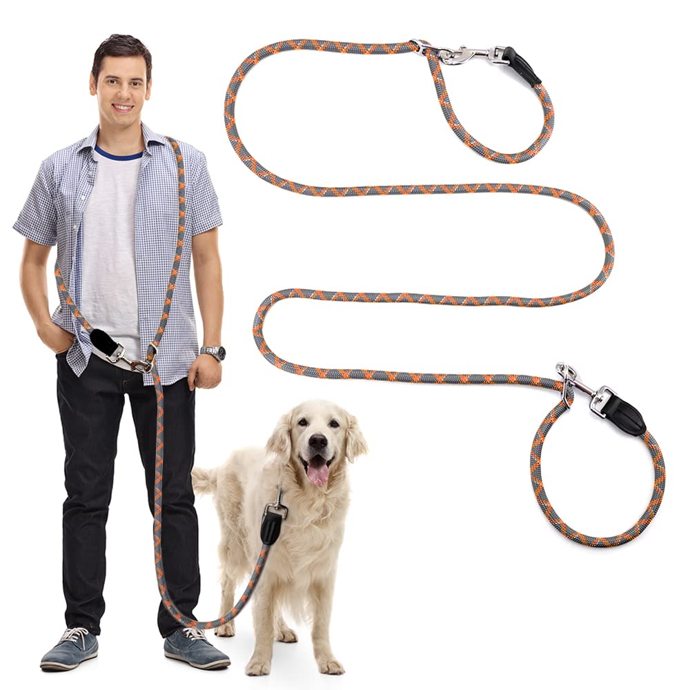 Pawstrip Hands-Free Dog Leash - Multifunctional Reflective Waist and Crossbody Training Leash for Walking and Running - Adjustable Nylon Double Leashes for Small, Medium, Large Dogs