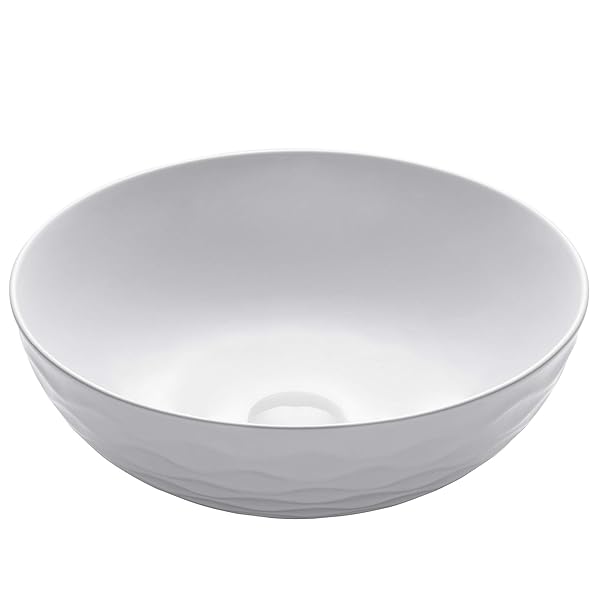 KRAUS VIVA™ ROUND WHITE PORCELAIN CERAMIC VESSEL BATHROOM...
