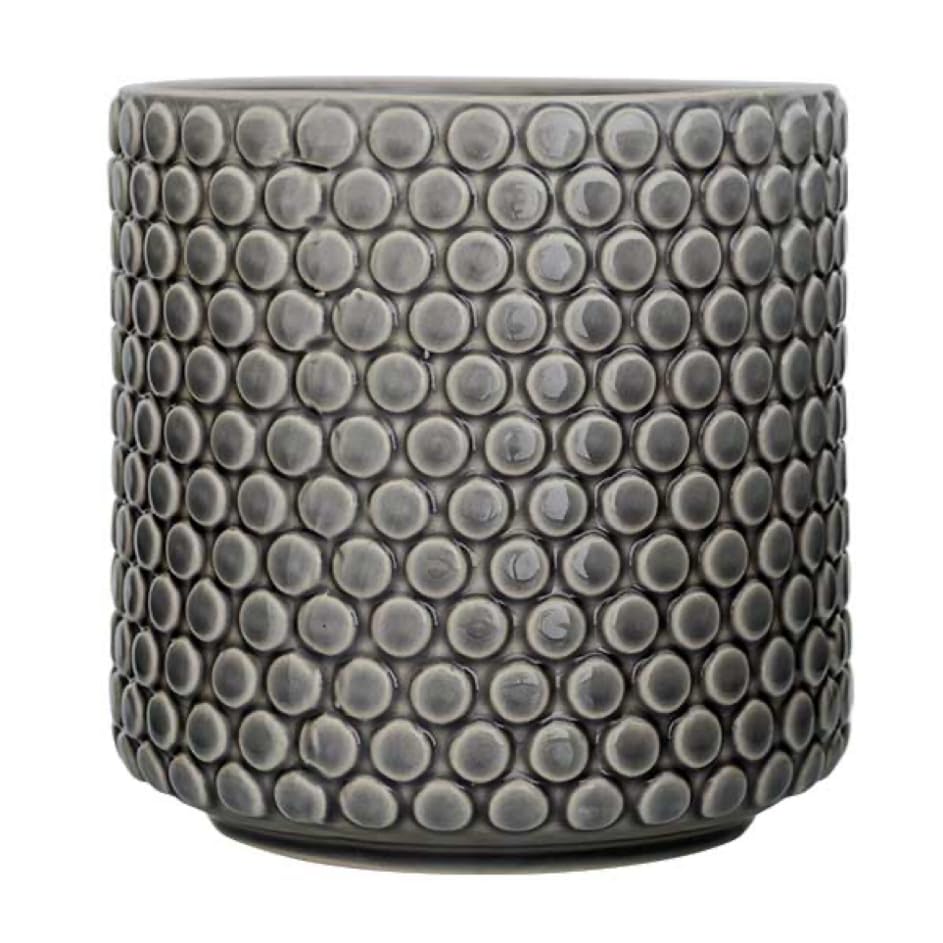 Nordring Ceramic Flower Pot Dotty - colorful Planter, Pot for plants, sukkulents Size L (15,5 cm ø) Dia 6'' H 6'', Stoneware, grey