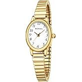 BOFAN Small Gold Watches for Women Easy Read Ladies Quartz Wrist Watch with Stainless Steel Expansion Band,Waterproof.