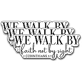(3Pcs) We Walk by Faith Not by Sight Sticker, Christian Decorate Books Laptop Phone Water Bottles Kindles Tumbler Waterproof Vinyl Sticker 3 x 1,1" Inch