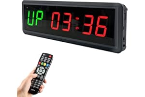Ledbrigym Gym Timer Clock Digital Interval Tabata Workouts Fitness Wall Small with Remote Home Garage Office Jujitsu School Referee Studio Church Service (Two Green+Four Red 1.5")