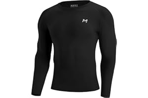Moozava Mens Compression Shirt Long Sleeve Quick Dry Athletic Workout Gym T-Shirt SPF Running Top Sport Undershirt Base Layer