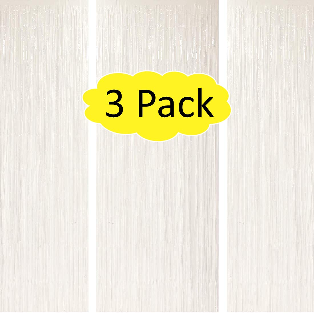 Photo 1 of 3PC White Foil Fringe Curtains Halloween Decorations, White Tinsel Backdrop Party Streamers Decorations,Foil Curtain Backdrop for Parties,Tinsel Backdrop Curtains for Party Decorations