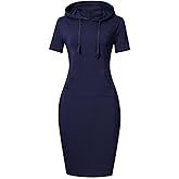 Clearlove Women's Stripe Pocket Knee Length Slim Pullover Hoodie Dress