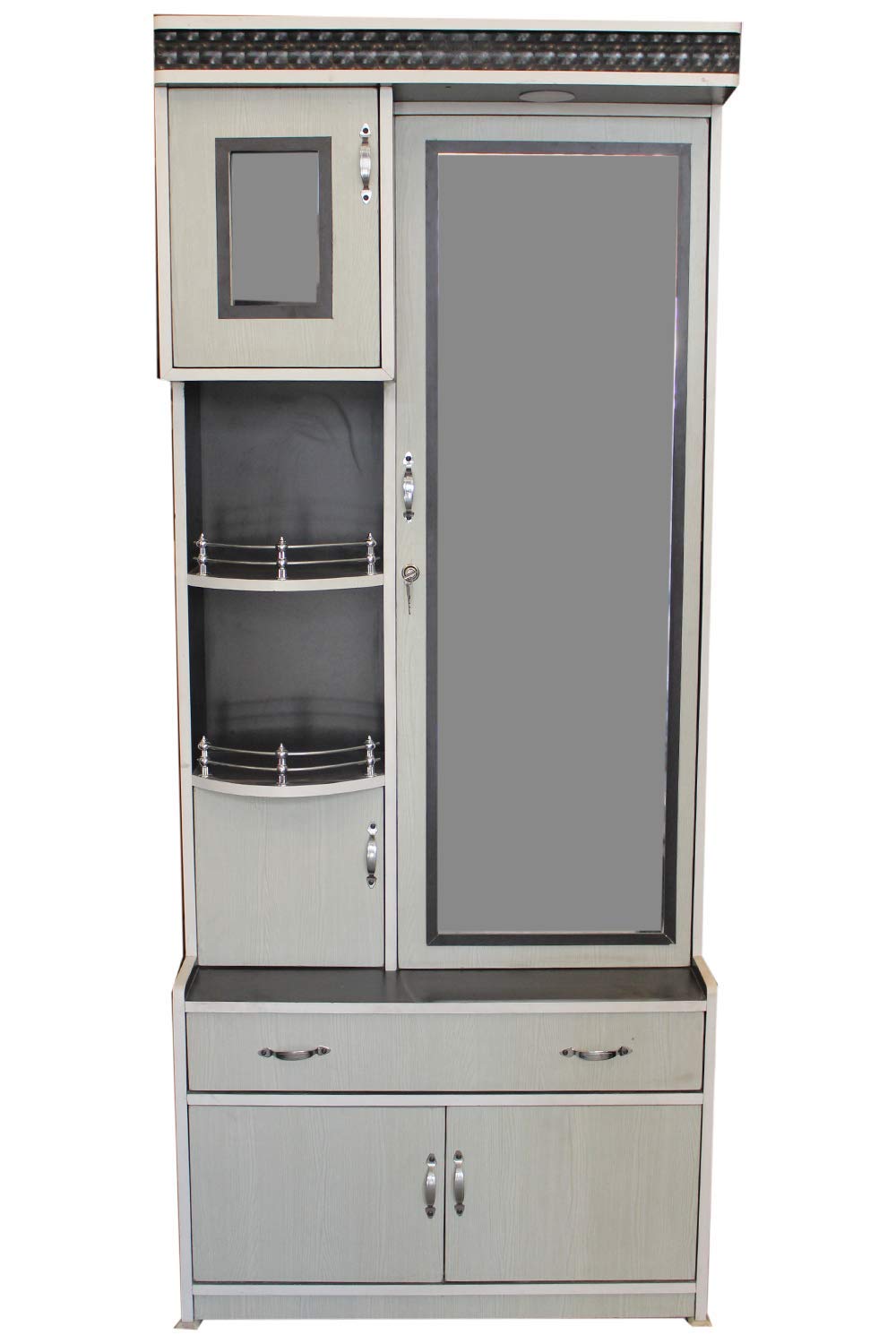 white and wood dressing table