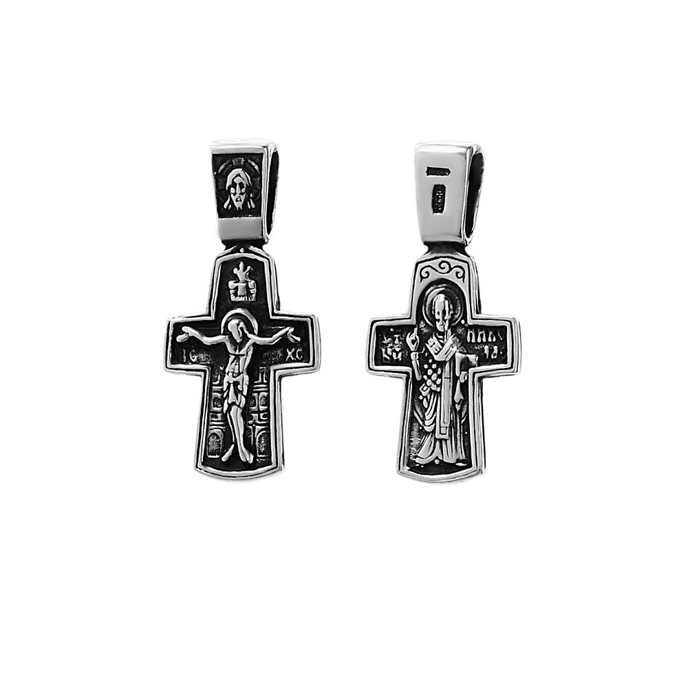 NKlaus 925 sterling silver crucifix cross pendant Orthodox Nicholas Orthodox 6257 baptism