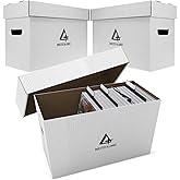 Invested Alliance Premium Short Comic Book Storage Box Organizer with Lid | Thick Cardboard Comic Storage Box For Collectibles Fits 150-175 Current/Silver Age, Heavy Duty &amp; Stackable.