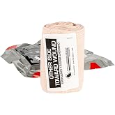 North American Rescue Mini Responder 4 in ETD Emergency Trauma Dressing (Flat) NAR 4" Sterile Pad Compression Wrap Bandage with Hook and Loop, C-Clip (30-0179)