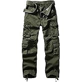 KOCTHOMY Casual Cargo Pants for Men Tactical Baggy Cotton Work Pants with Multi Pockets No Belt