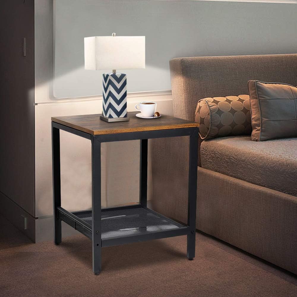 Bedside Table, Black Metal Storage Decorative Coffee Table, Side Table