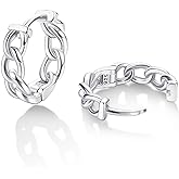 Milacolato 925 Sterling Silver Small Hoop Earrings 18K Gold Plated Curb Chain Huggie Earrings Hypoallergenic Cartilage Hoops Earrings for Women