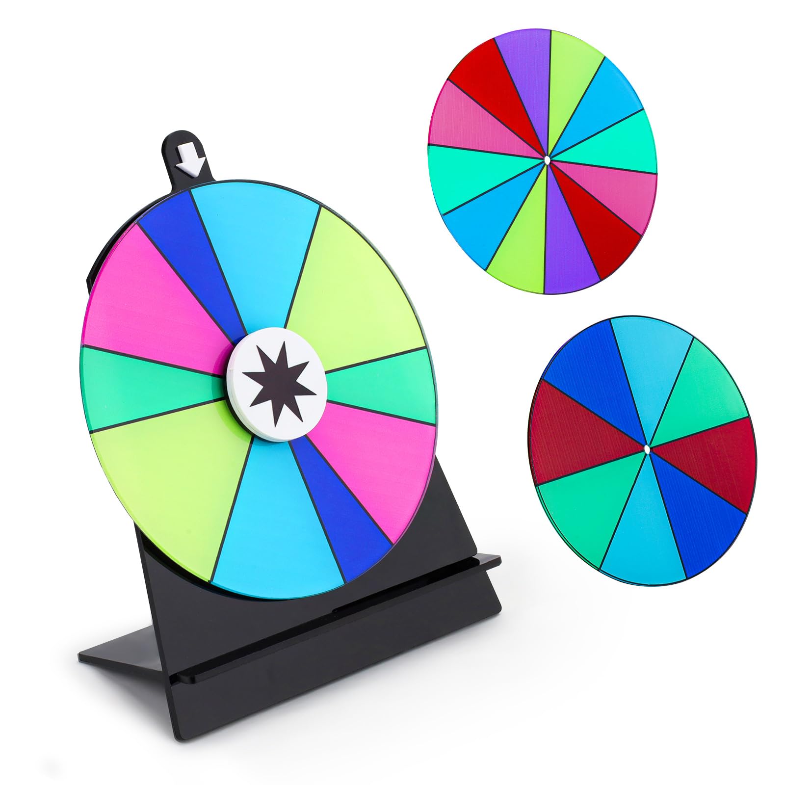 Diakey 15cm Spinning Prize Wheel with 3 Wheels, Color Table Roulette Wheel Spinner with Stand Fortune Spin Game for Party, Trade Show, Carnival (12+10+8 Slots)