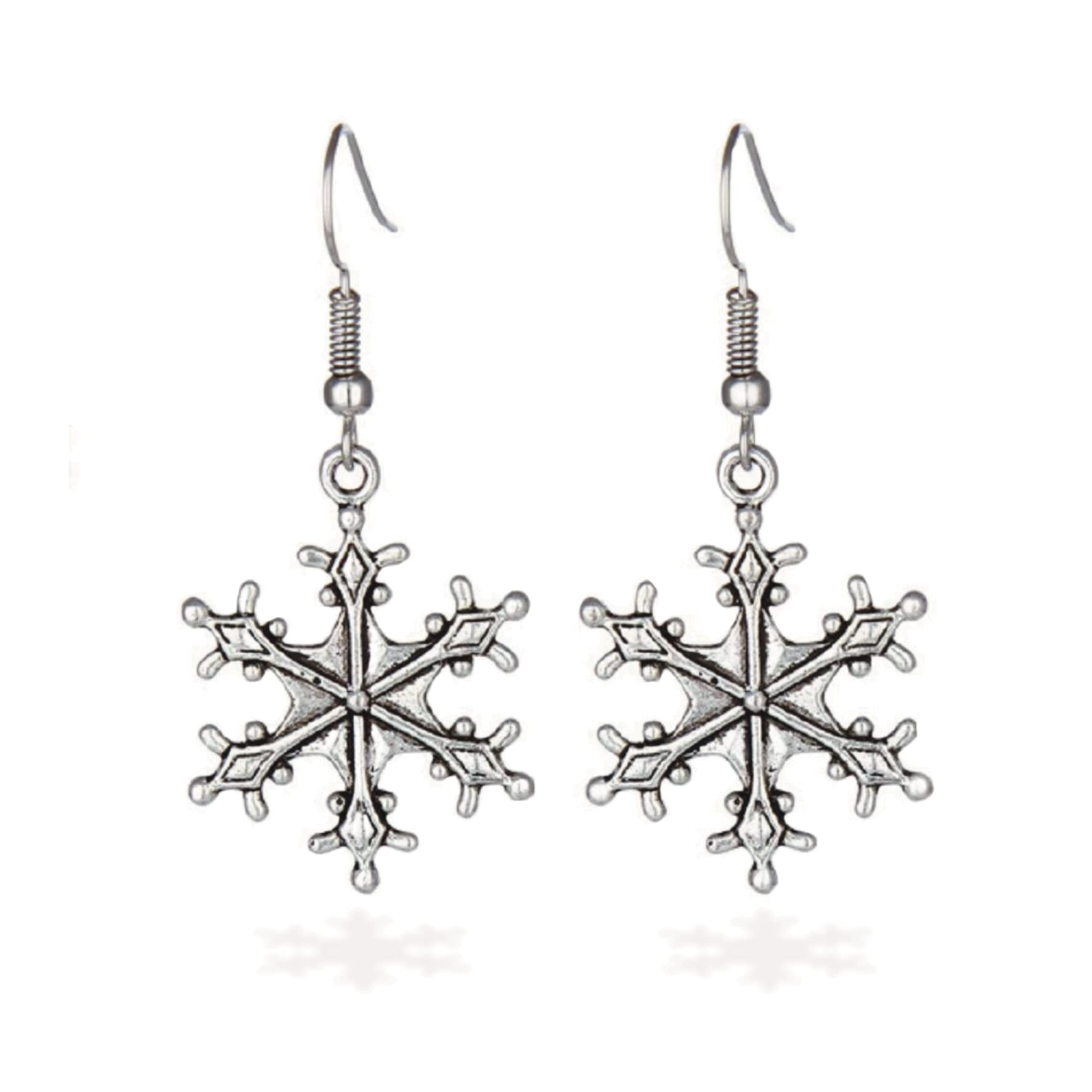 Snowflake Earrings Sterling Silver 925 Hooks for Girls, Women & Christmas/Xmas Jewellery Gifts