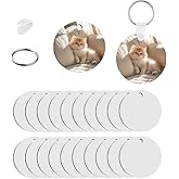 UJL 120pcs Sublimation Keychain Blanks With Rings Clips MDF Keychains Blanks Double Sides Blank Keychains Rectangle Round